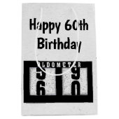 60誕生日ブラックオドメータ ミディアムペーパーバッグ (正面)