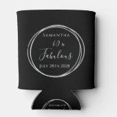 60誕生日ブラックシルバーパーソナライズされたパーティー 缶クーラー (裏面)