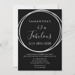 60誕生日ブラックシルバー誕生日 招待状