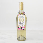 60誕生日ブラックホットピンク金ゴールドグリッター紙吹雪 ボトルネックタグ (ボトル)