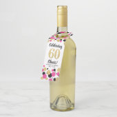 60誕生日ブラックホットピンク金ゴールドグリッター紙吹雪 ボトルネックタグ (アングル)