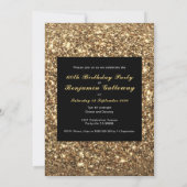 60誕生日ブラック金ゴールドグリッターエレガントパーティー 招待状 (裏面)