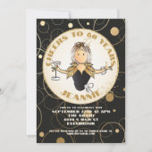 60誕生日ブラック金ゴールドグリッターファブラス誕生日 招待状 (正面)