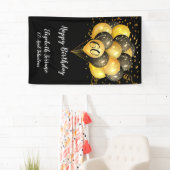 60誕生日ブラック金ゴールドグリッター 横断幕 (インサイチュ)