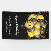 60誕生日ブラック金ゴールドグリッター 横断幕 (横)