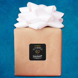 60誕生日ブラック金ゴールドレジェンダリーレトロ スクエアシール