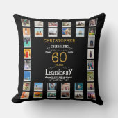 60誕生日ブラック金ゴールド伝説的な写真 クッション (正面)