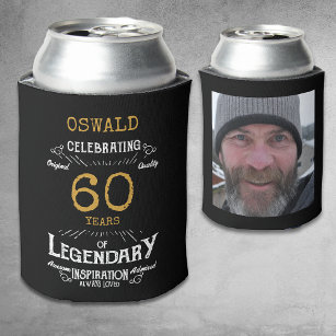 60誕生日ブラック金ゴールド伝説的な写真 缶クーラー