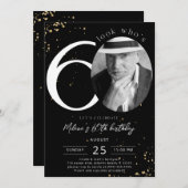 60誕生日ブラック金ゴールド招待状（写真あり） 招待状 (正面/裏面)