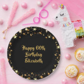 60誕生日ブラック金ゴールド星名 ペーパープレート (パーティー)