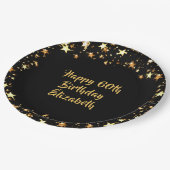 60誕生日ブラック金ゴールド星名 ペーパープレート (アングル)