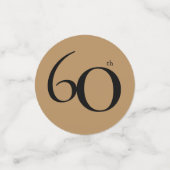 60誕生日ブラック金ゴールド書道 コンフェッティ (スモール正面)