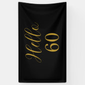 60誕生日ブラック金ゴールド誕生会 横断幕 (縦)