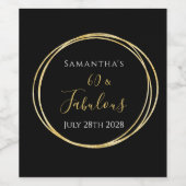 60誕生日ブラック金ゴールド60と素晴らしいパーティー ワインラベル (シングルラベル)