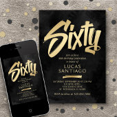 60誕生日ブラック金ゴールド 招待状