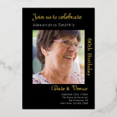 60誕生日ブラック金ゴールド 箔招待状 (正面)