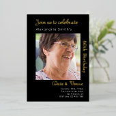 60誕生日ブラック金ゴールド 箔招待状 (立ち正面)