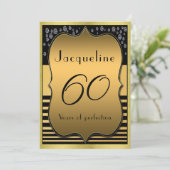 60誕生日ブラック&金ゴールドパーティの招待状 招待状 (スタンド正面)