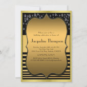 60誕生日ブラック&金ゴールドパーティの招待状 招待状 (裏面)