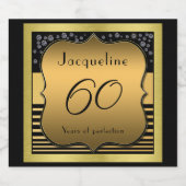 60誕生日ブラック&金ゴールドボトルラベル ビールラベル (シングルラベル)