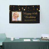 60誕生日ブラック&金ゴールド星パーソナライズされた 横断幕 (トレードショー)