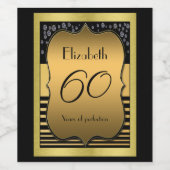 60誕生日ブラック&金ゴールド ワインラベル (シングルラベル)