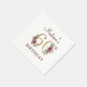 60誕生日ブルゴーニュ金ゴールドナプキパーソナライズされたンス スタンダードカクテルナプキン (角)