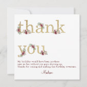 60誕生日ブルゴーニュ金ゴールドフローラ サンキューカード (正面)