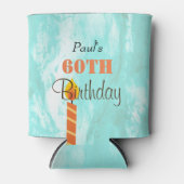 60誕生日ブルーウォーターカラーキャンドル 缶クーラー (正面)