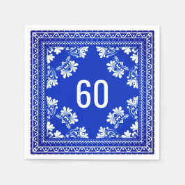60誕生日ブルーバンダナ スタンダードカクテルナプキン