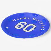 60誕生日ブルーピックボール ペーパープレート (アングル)