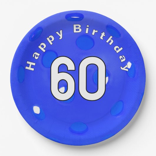 60誕生日ブルーピックボール ペーパープレート (正面)