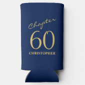 60誕生日ブルー金ゴールド スリム缶クーラー (裏面)