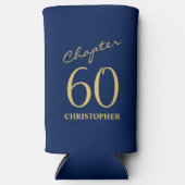 60誕生日ブルー金ゴールド スリム缶クーラー (正面)