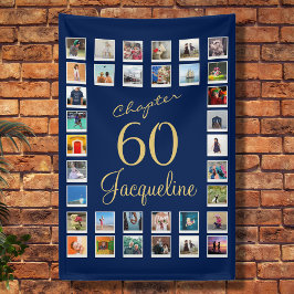 60誕生日ブルー金ゴールド 横断幕