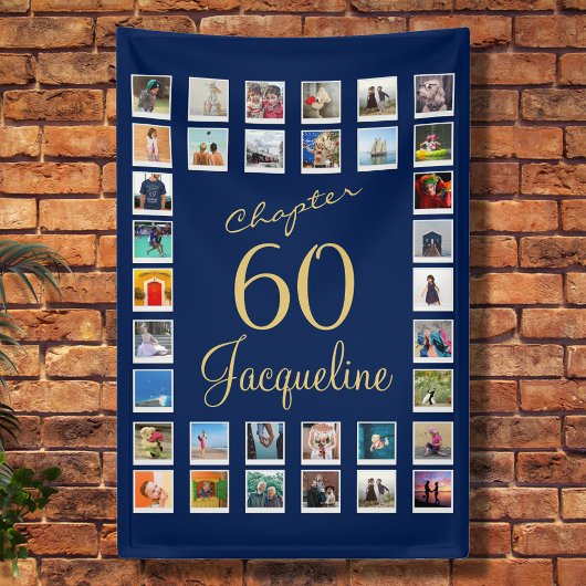 60誕生日ブルー金ゴールド 横断幕