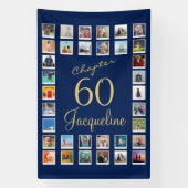 60誕生日ブルー金ゴールド 横断幕 (縦)