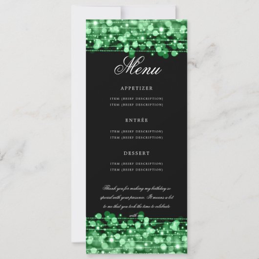60誕生日プログラムグリーンメニュー+ありがとう 招待状 (裏面)