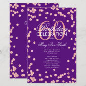 60誕生日プログラムバラ金ゴールドグリッターメニュー紫 (正面/裏面)