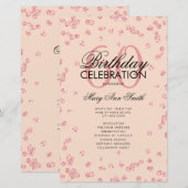 60誕生日プログラムバラ金ゴールドグリッターメニュー赤面 (正面/裏面)