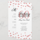 60誕生日プログラムバラ金ゴールドグリッター（メニュー付き） 招待状 (正面/裏面)