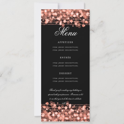 60誕生日プログラムバラ金ゴールドメニュー+ありがとうございます 招待状 (裏面)