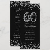 60誕生日プログラムメニュ感謝していーU Silver紙吹雪 招待状 (正面/裏面)