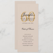 60誕生日プログラム金ゴールドサンキューシャンパン 招待状 (正面/裏面)