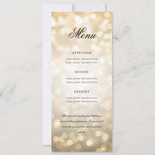 60誕生日プログラム金ゴールド《写真》ぼけ味メニュー+ありがとうございます 招待状 (裏面)