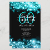 60誕生日プログラムGlam Lightsティール(緑がかった色)(メニュー付き) (正面/裏面)