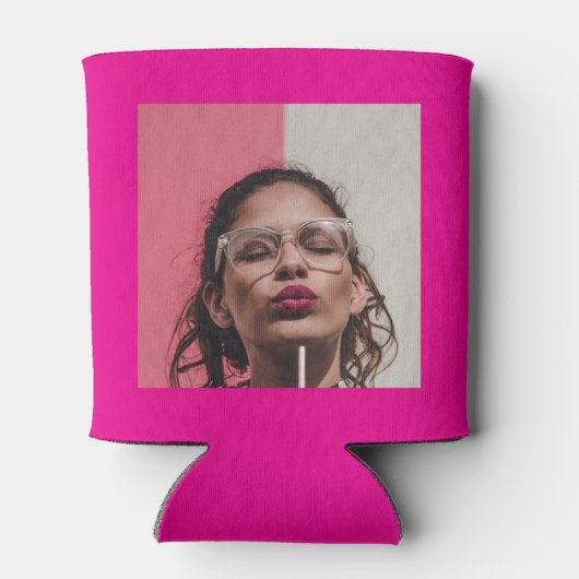 60誕生日ホットピンク金ゴールド写真テンプレート 缶クーラー (裏面)