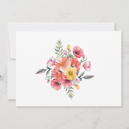 60誕生日ポピー春フローラ写真 招待状 (裏面)