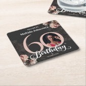 60誕生日ムーディフローラピンクカスタムの写真 スクエアペーパーコースター (アングル)