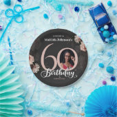 60誕生日ムーディフローラピンクカスタムの写真 ペーパープレート (パーティー)